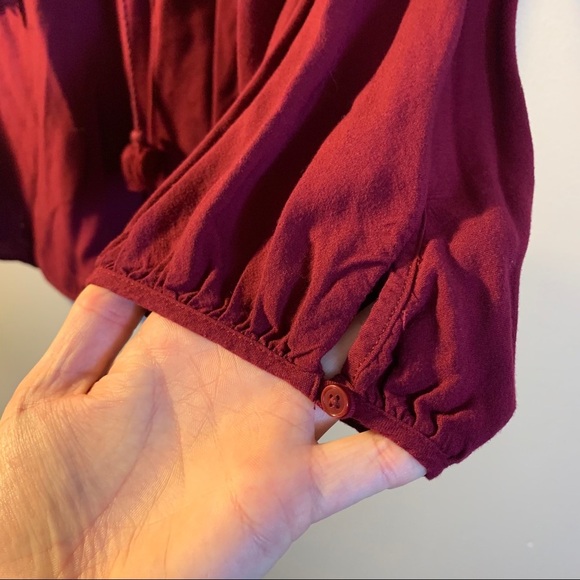 American Eagle Women’s Burgundy Peasant Top - Picture 6 of 13